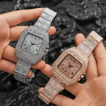 Auravanta™Iced Out Roman Numeral Watch